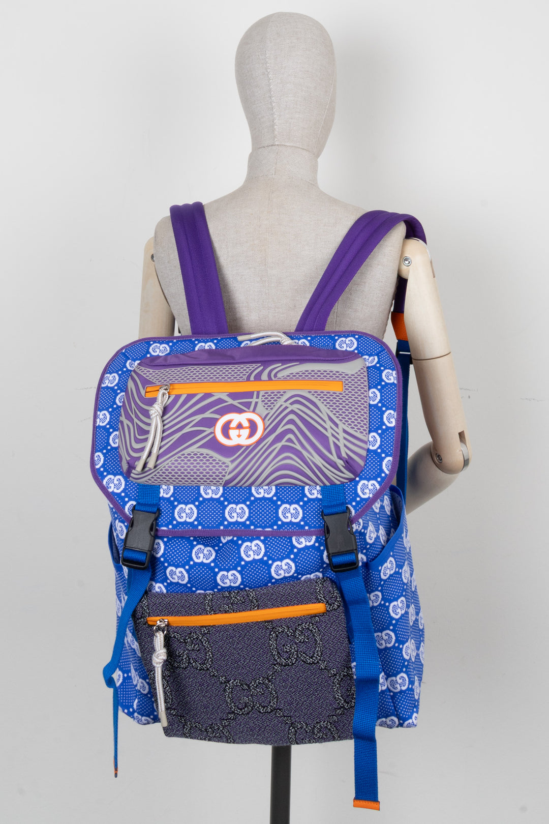 GUCCI GG Jersey Nylon Backpack Blue