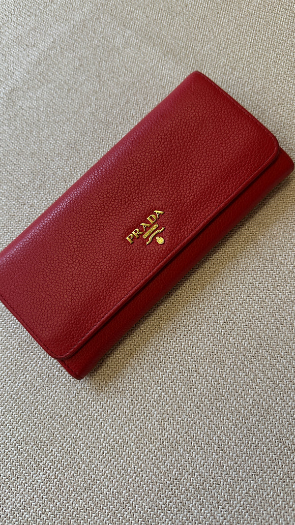 Portefeuille PRADA en cuir rouge