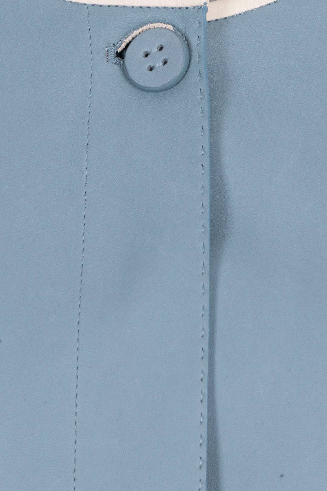 LORO PIANA Contrast Seam Jacket Leather Blue Ivory