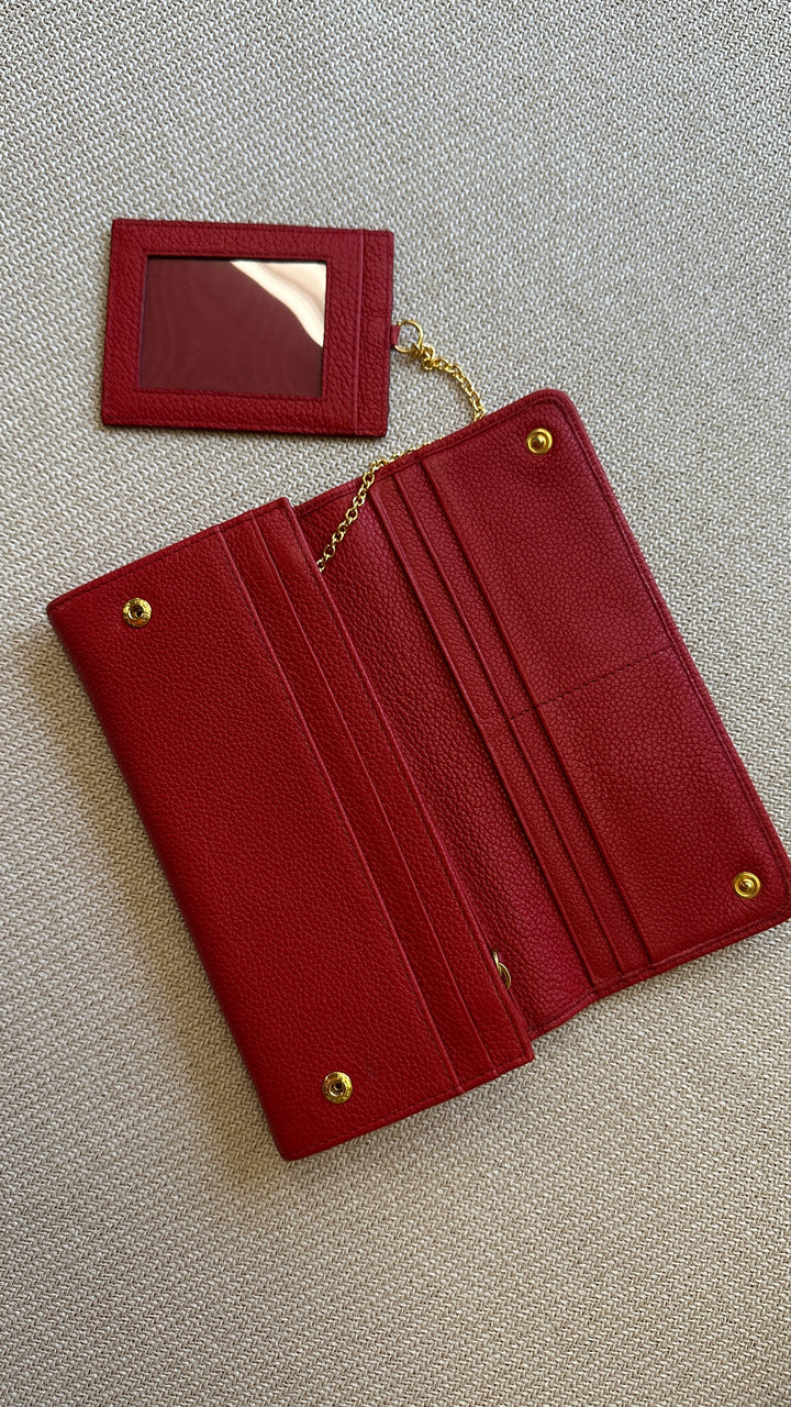 PRADA Wallet Leather Red