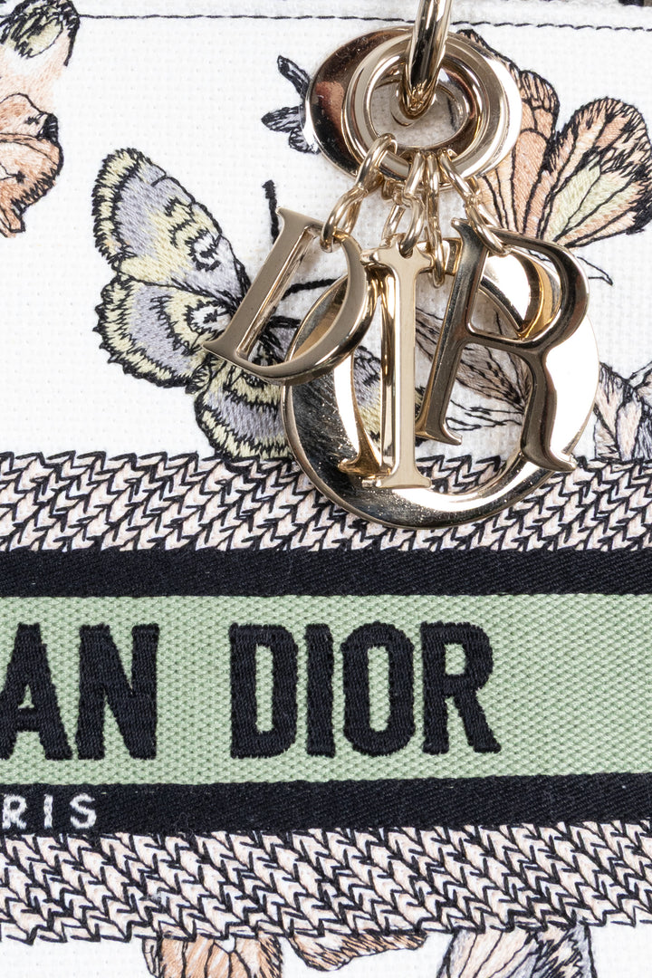 CHRISTIAN DIOR Lady Dior D-Lite Medium Toile de Jouy Mexico White