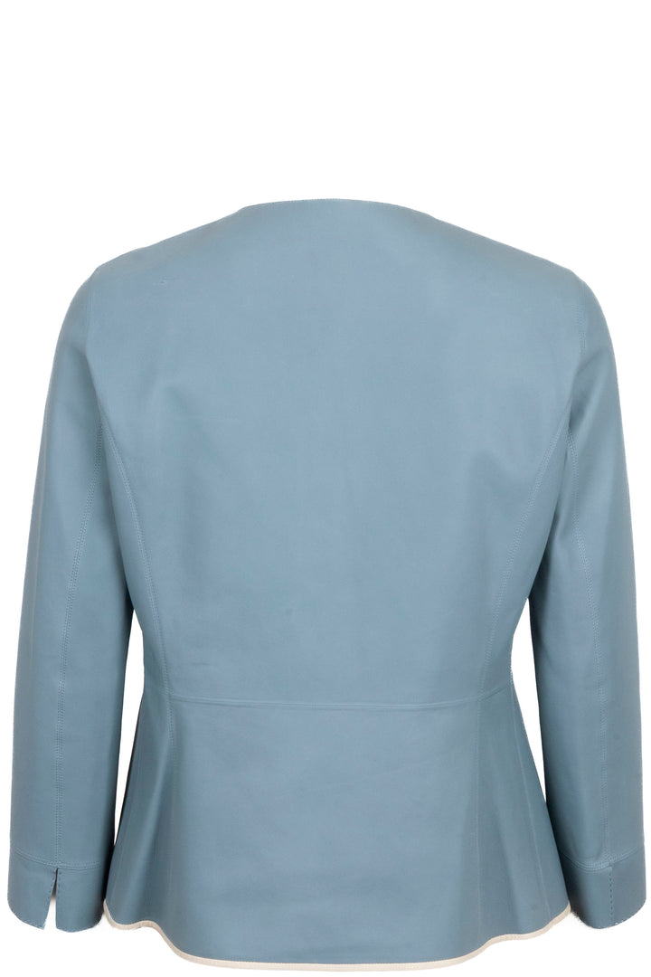 LORO PIANA Contrast Seam Jacket Leather Blue Ivory