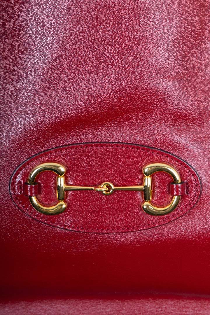 GUCCI Horsebit 1955 Tote Bag Leather Red