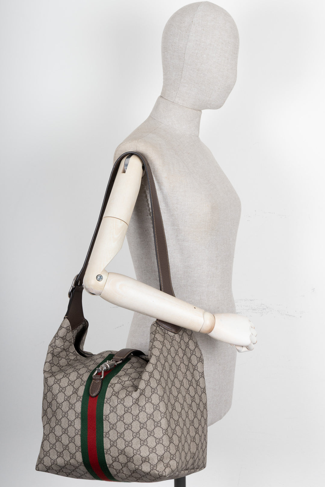 GUCCI Jackie 1961 Hobo Bag Medium Supreme Canvas Leather Brown