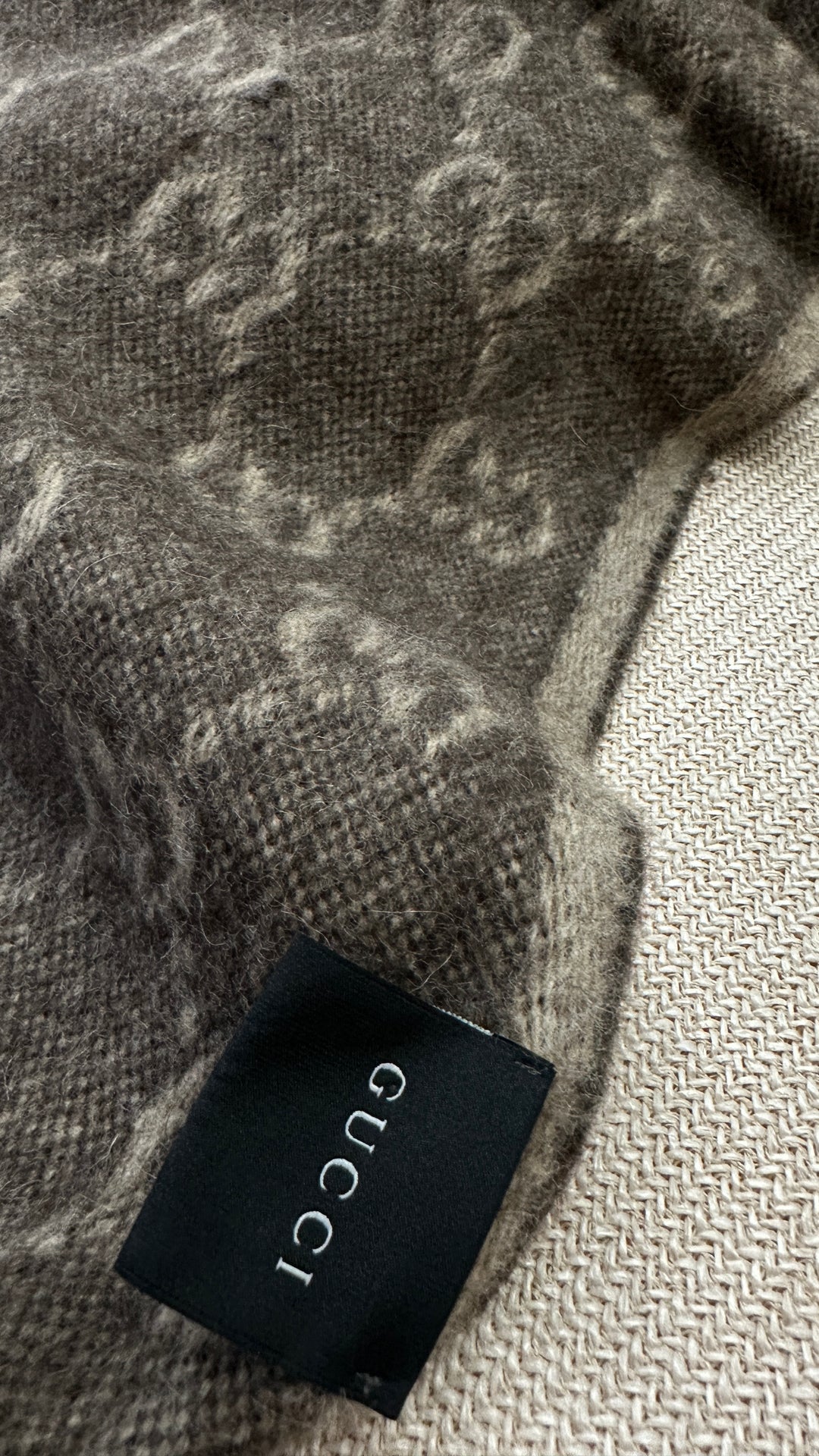 GUCCI Logo Scarf Beige Brown