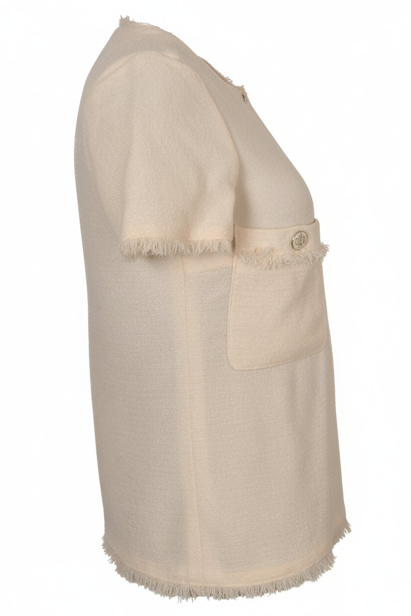 CHANEL 2008 Short Sleeve Lurex Jacket Ivory