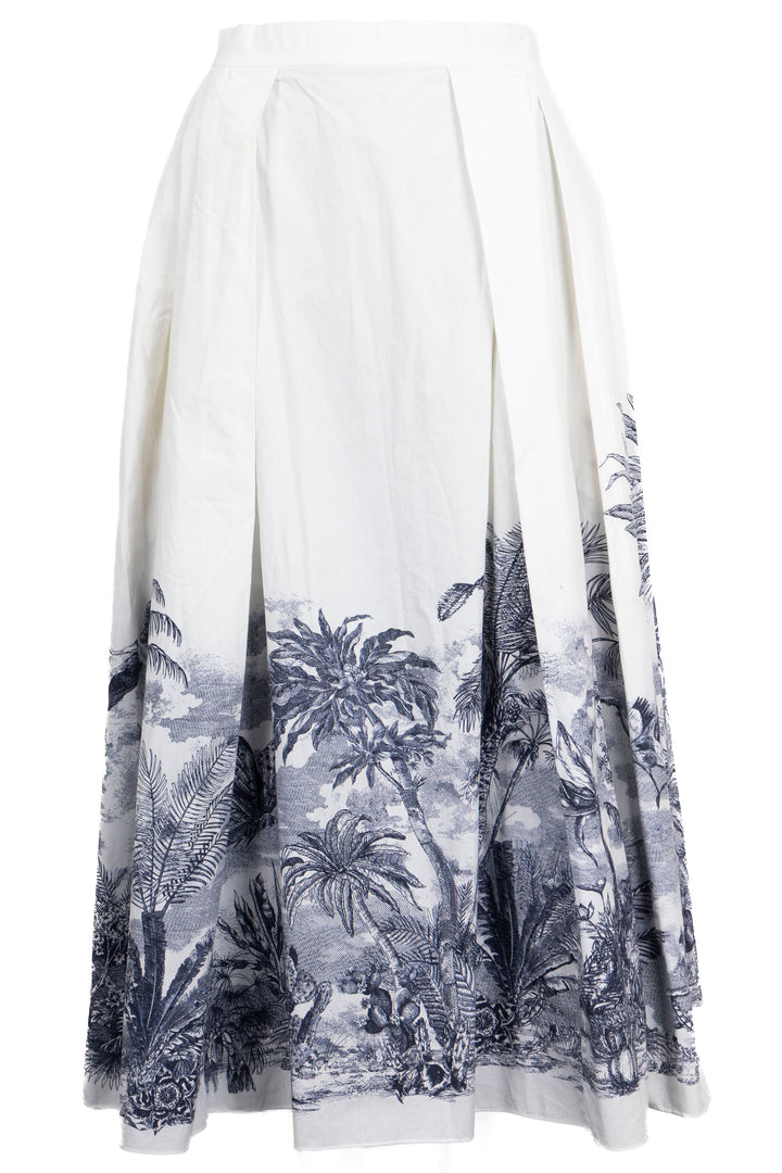 CHIRSTIAN DIOR Toile De Jouy Pleated Skirt White Blue