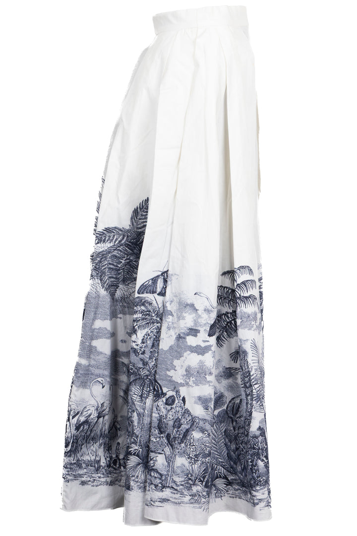 CHIRSTIAN DIOR Toile De Jouy Pleated Skirt White Blue