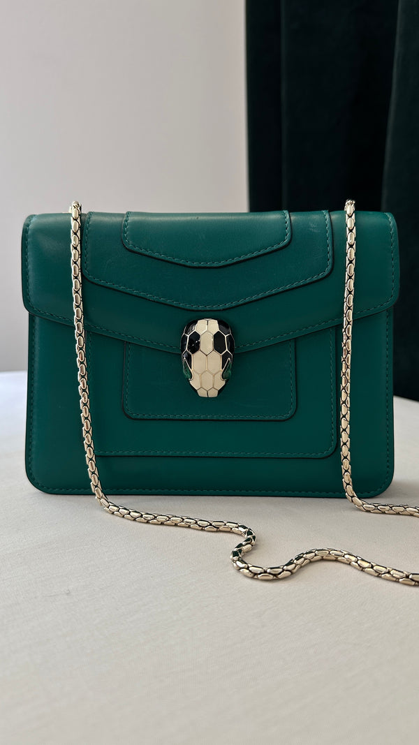 BVLGARI Serpenti Bag Leather Green