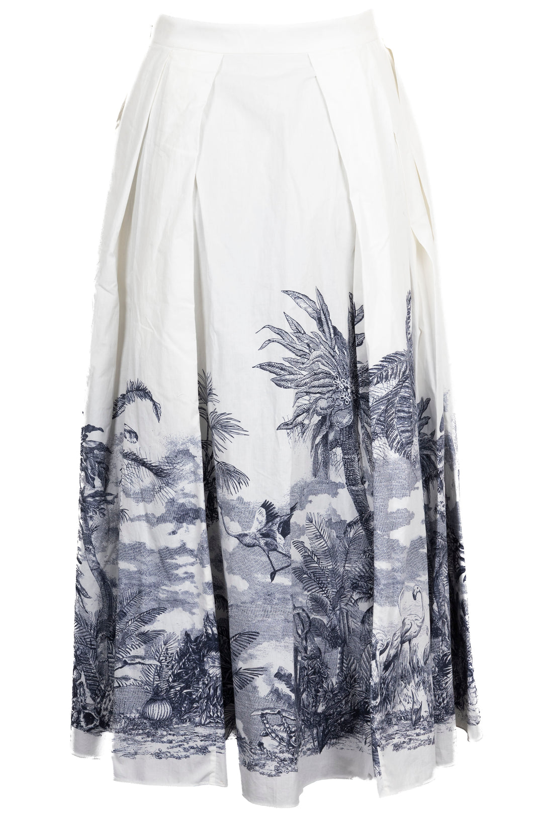 CHIRSTIAN DIOR Toile De Jouy Pleated Skirt White Blue