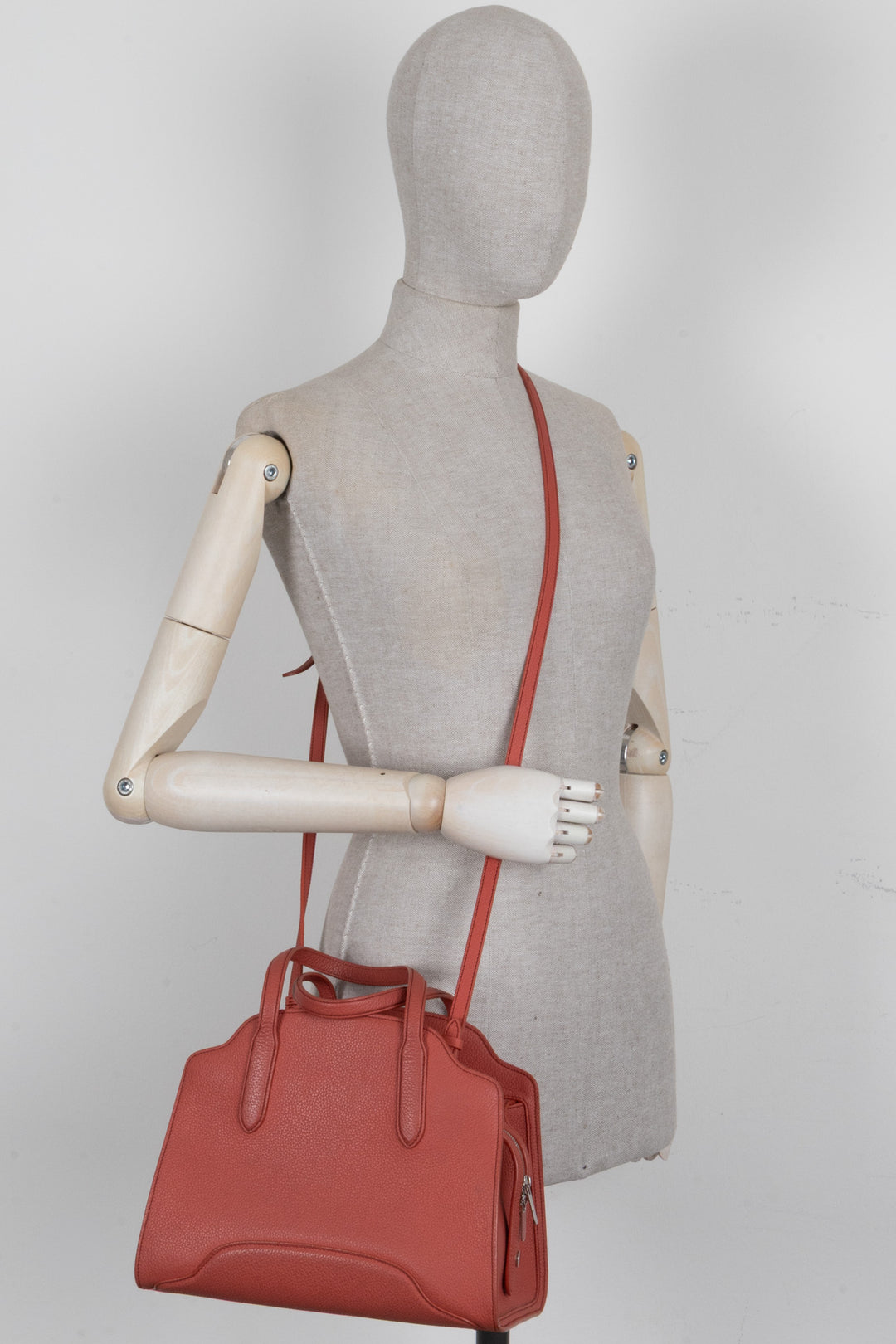 LORO PIANA Medium Sesia Tote Bag Leather Coral
