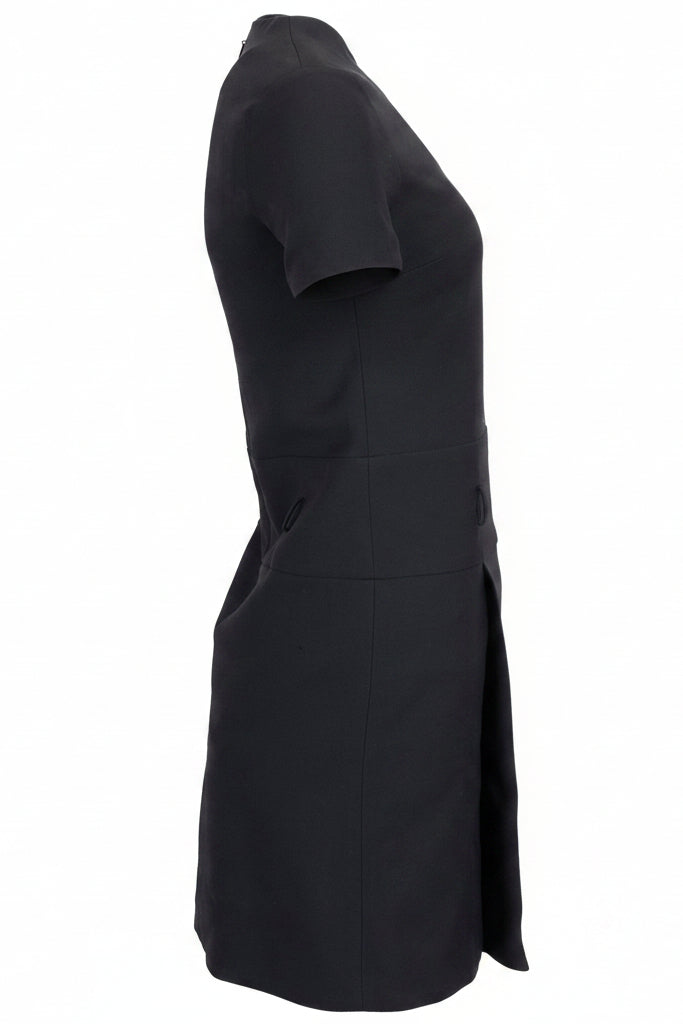 GUCCI Short Sleeve Dress Silk Wool Black