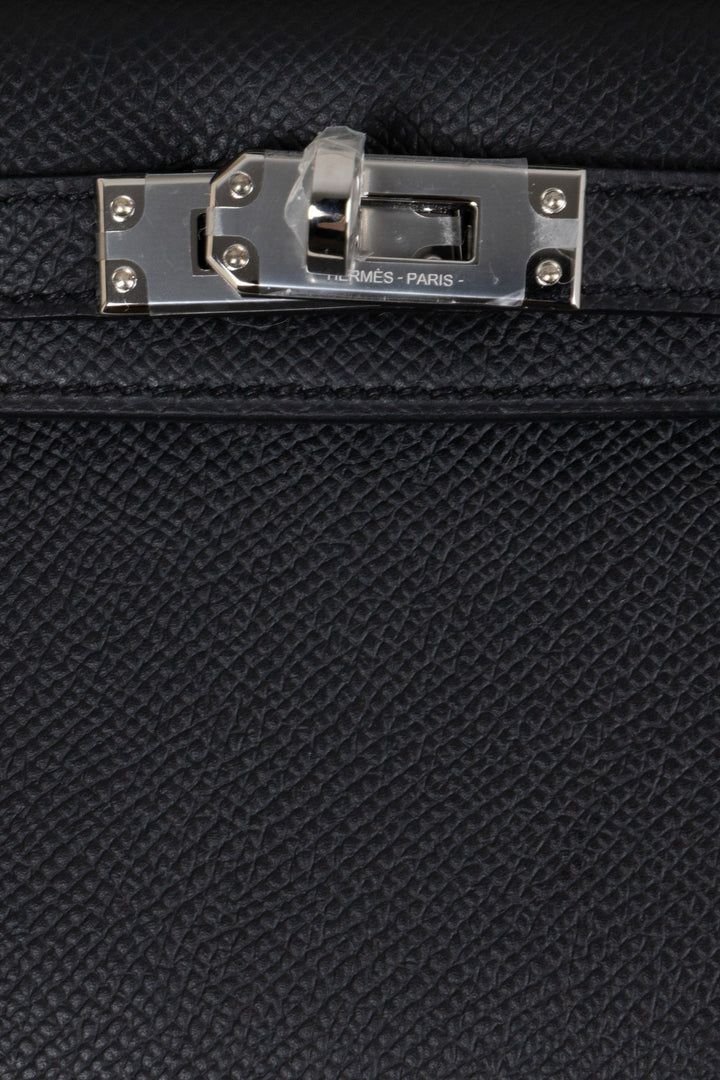 HERMÈS Mini Kelly Sellier Epsom Palladium Noir