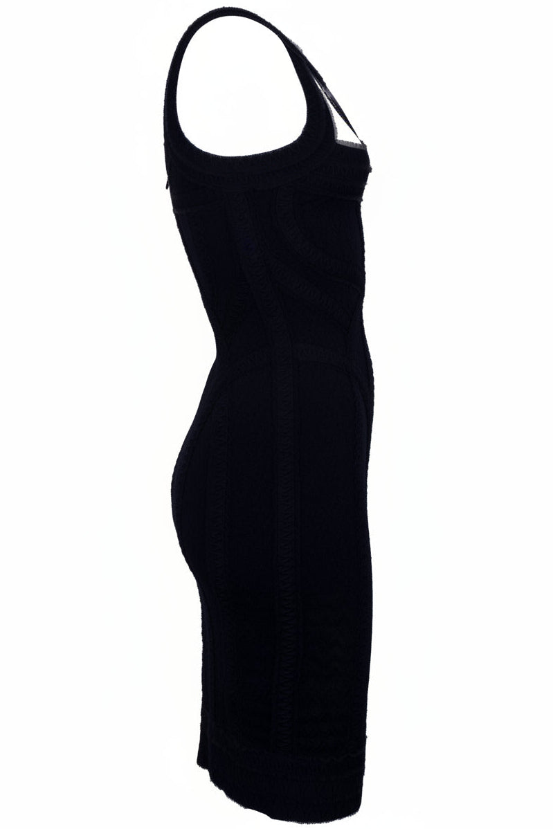 HERVE LEGER Robe Bandage Linden Bleu Marine