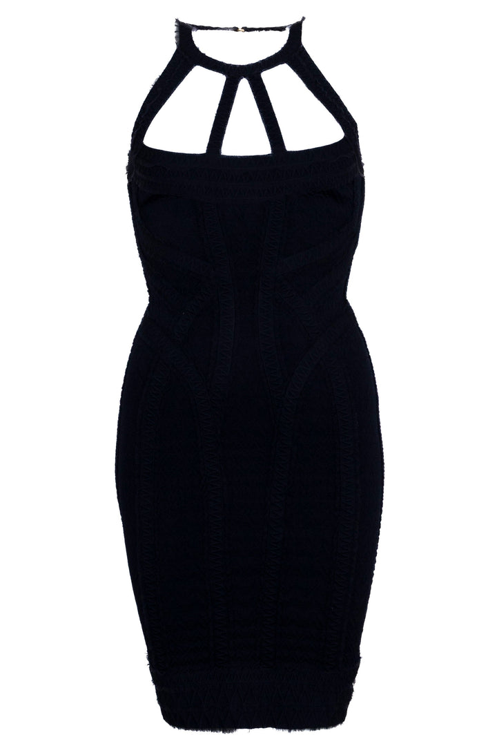 HERVE LEGER Robe Bandage Linden Bleu Marine