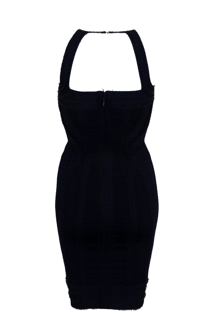HERVE LEGER Robe Bandage Linden Bleu Marine