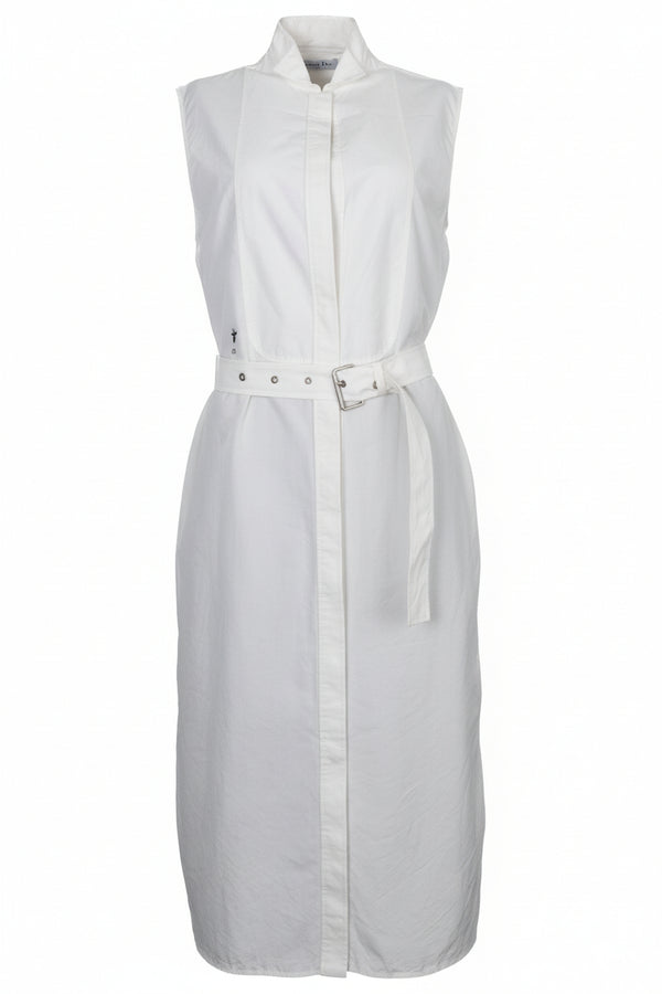 Robe-chemise blanche sans manches à ceinture CHRISTIAN DIOR