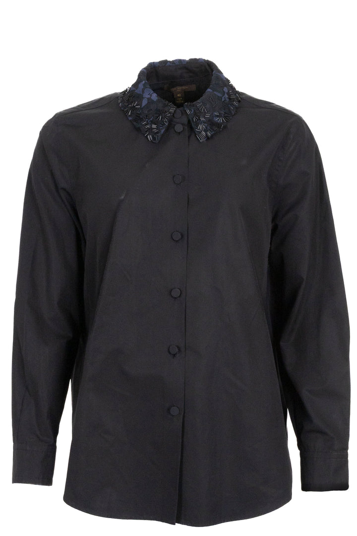 LOUIS VUITTON Embellished Collar Shirt Cotton Black