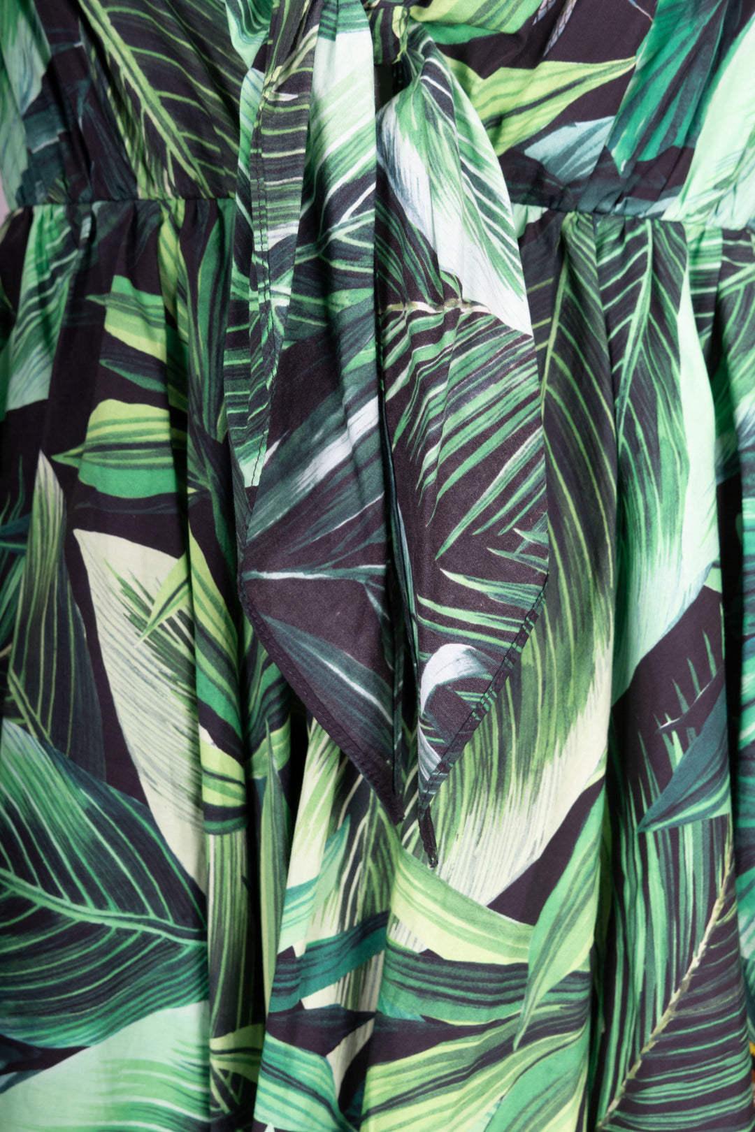DOLCE & GABBANA Leaf Print Mini Dress Cotton Green