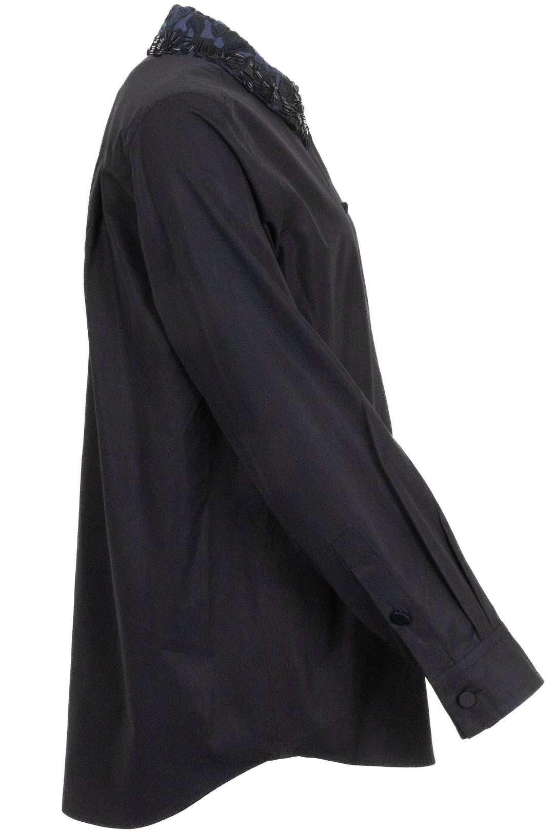 LOUIS VUITTON Embellished Collar Shirt Cotton Black