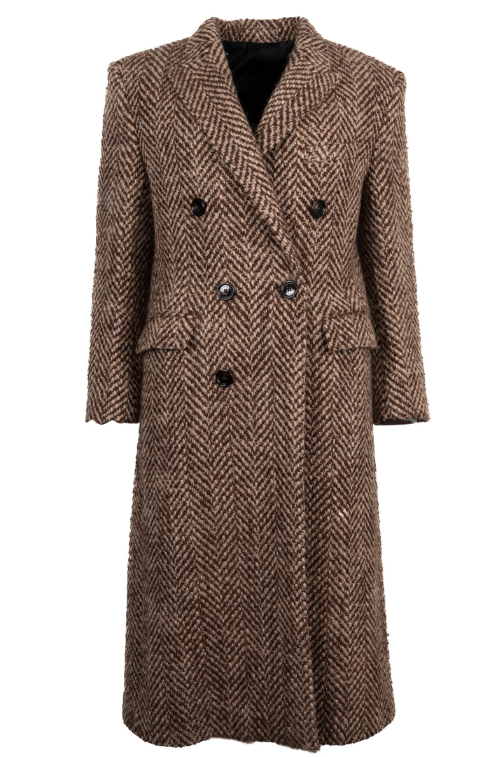 Manteau croisé à chevrons CELINE Marron