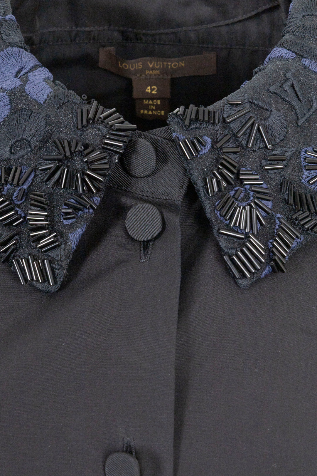 LOUIS VUITTON Embellished Collar Shirt Cotton Black