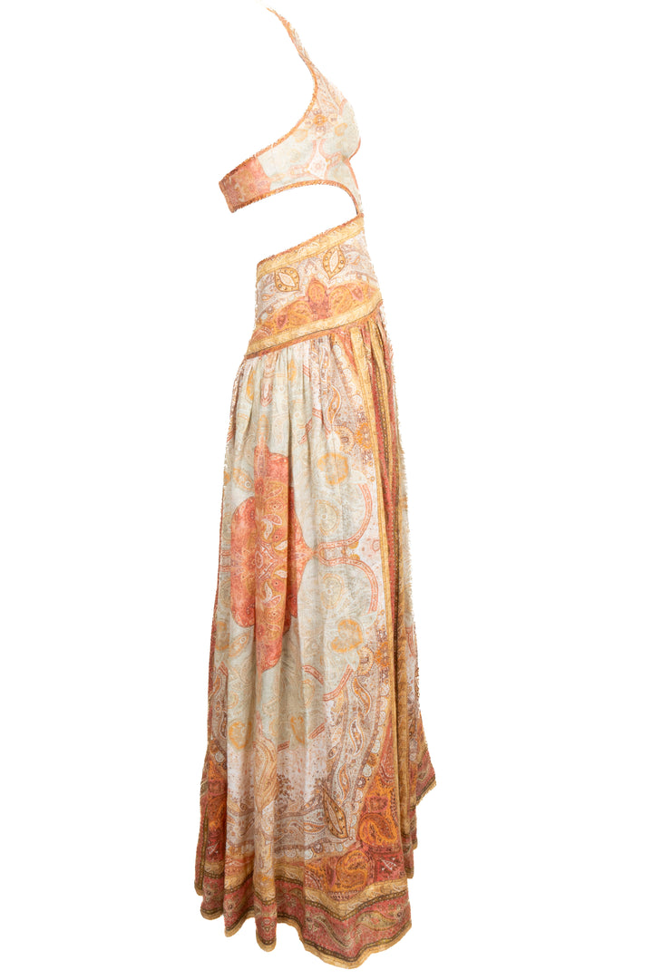 ZIMMERMANN Robe Dos Nu Lin Orange Paisley