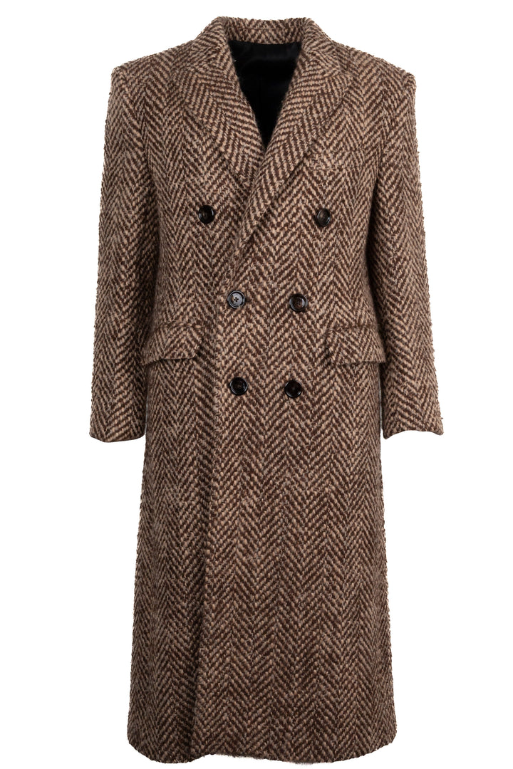 Manteau croisé à chevrons CELINE Marron