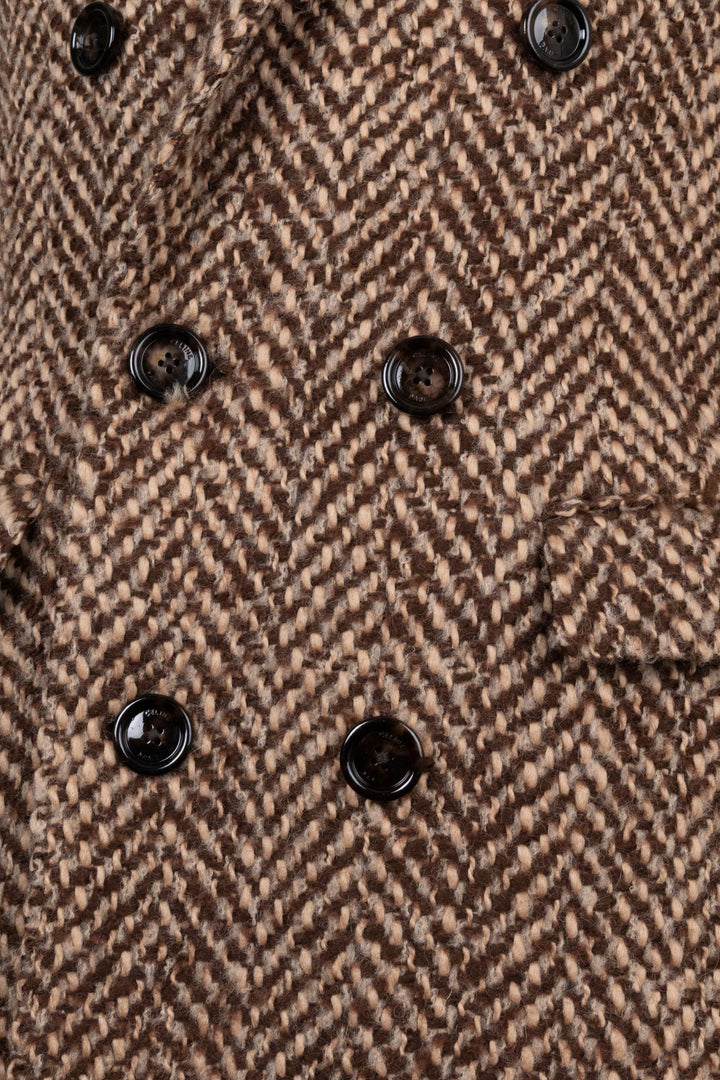 Manteau croisé à chevrons CELINE Marron