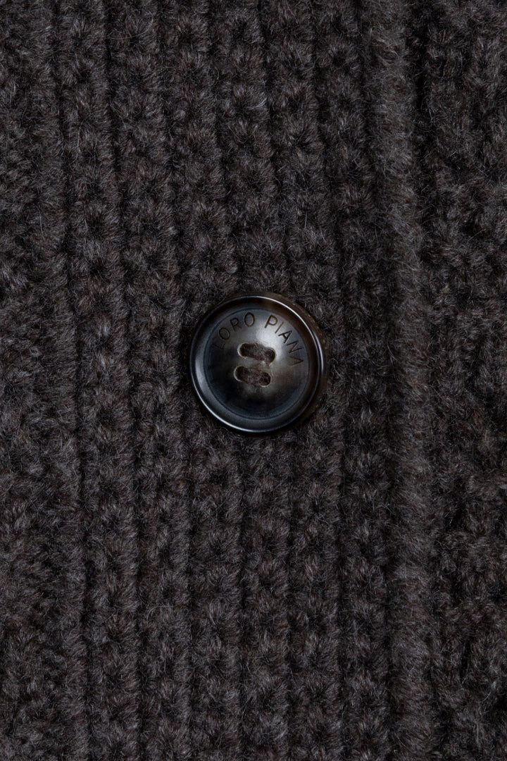 LORO PIANA Long Cardigan Knit Cashmere Grey