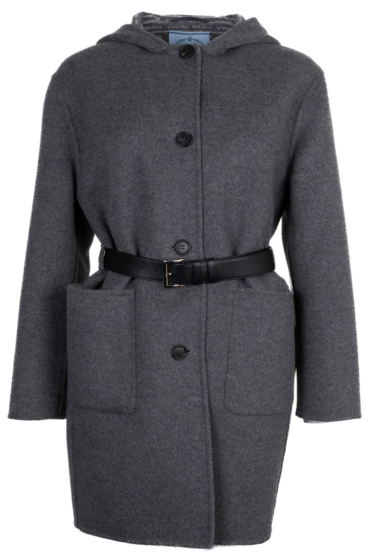 Manteau ceinturé PRADA en laine grise