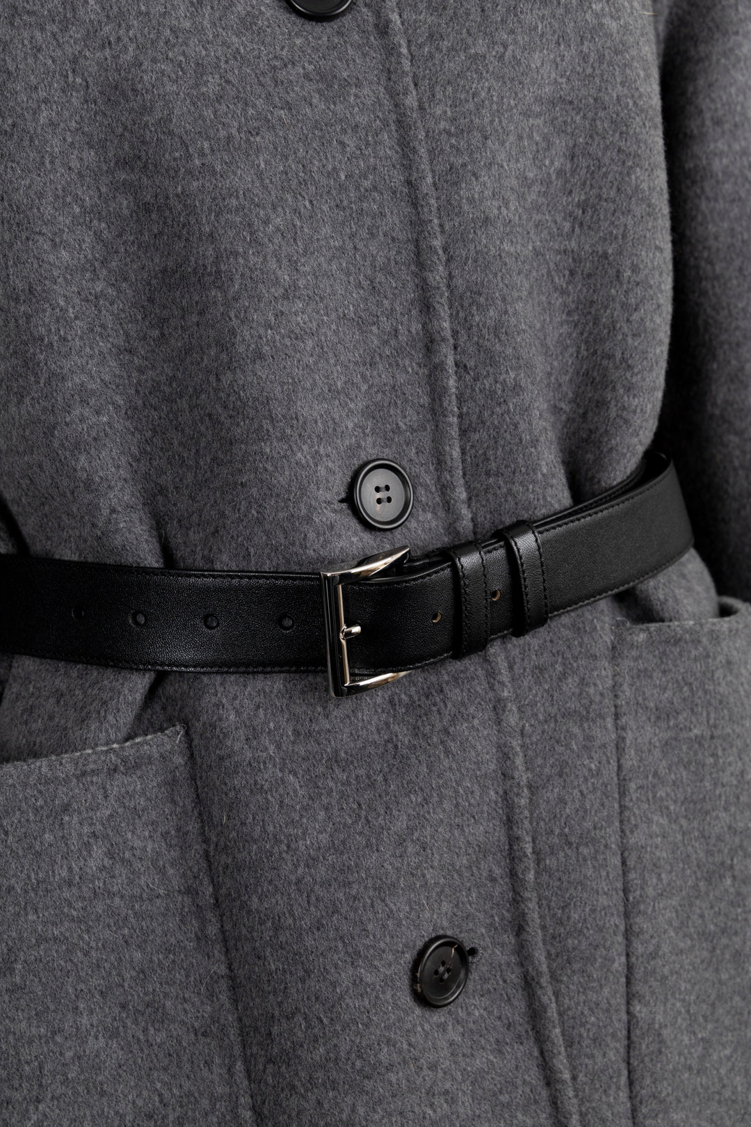 Manteau ceinturé PRADA en laine grise