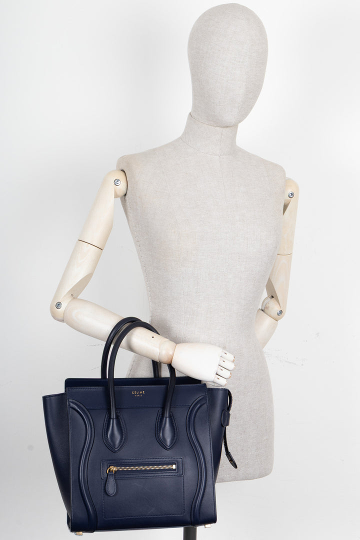 CELINE Micro Luggage Handbag Navy