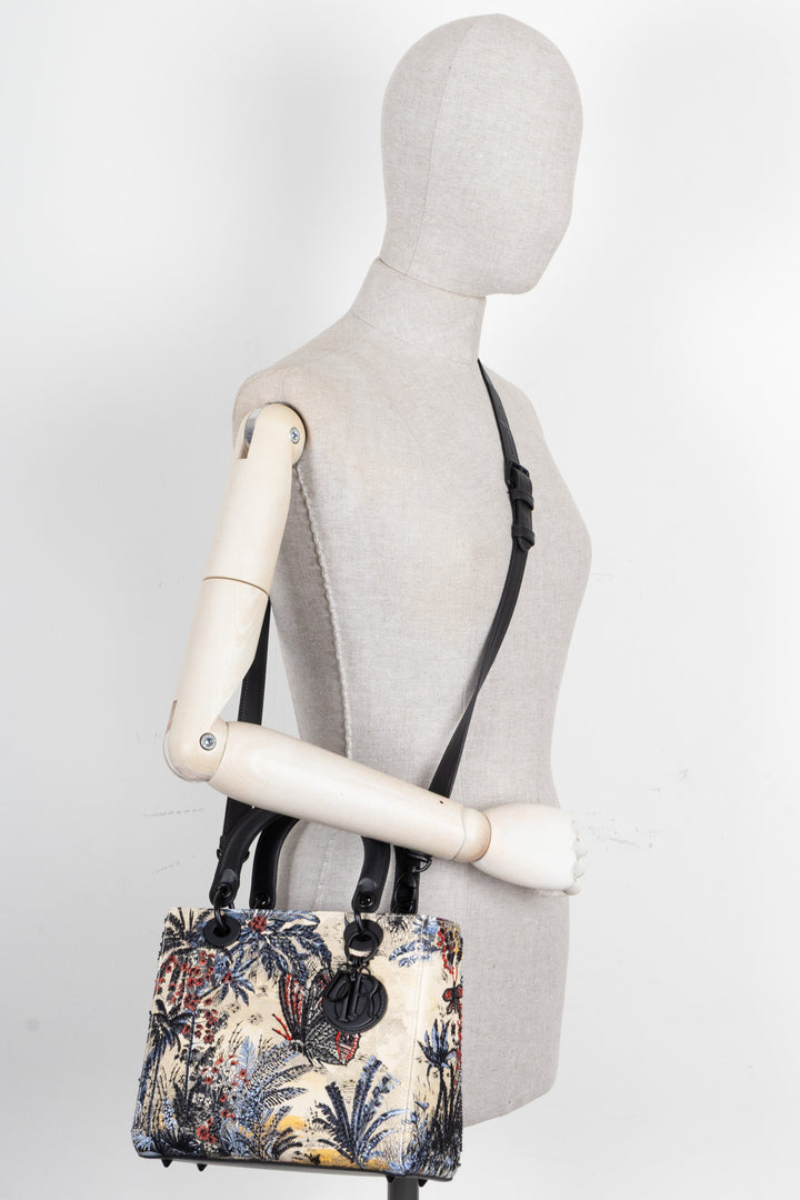 CHRISTIAN DIOR Toile de Jouy Tropicalia Lady Dior Bag Medium Multicolor