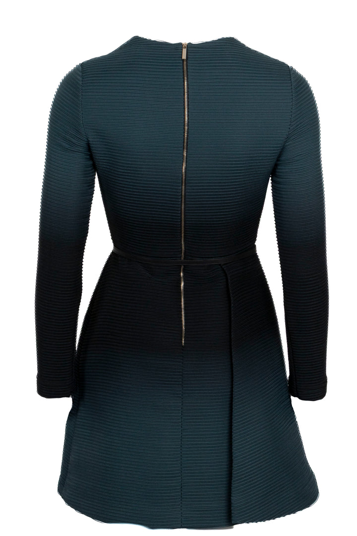 ELLIE SAAB Pleated Belted Dress Petrol