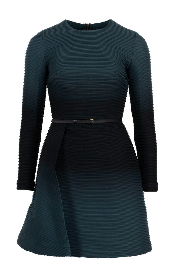 ELLIE SAAB Pleated Belted Dress Petrol