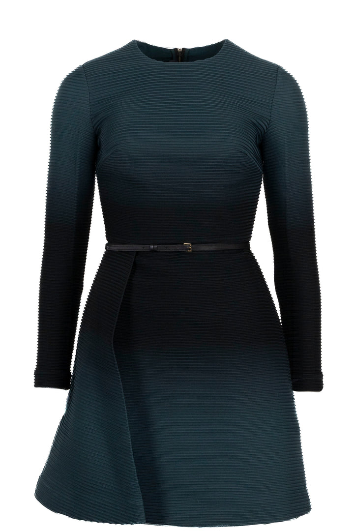 ELLIE SAAB Pleated Belted Dress Petrol