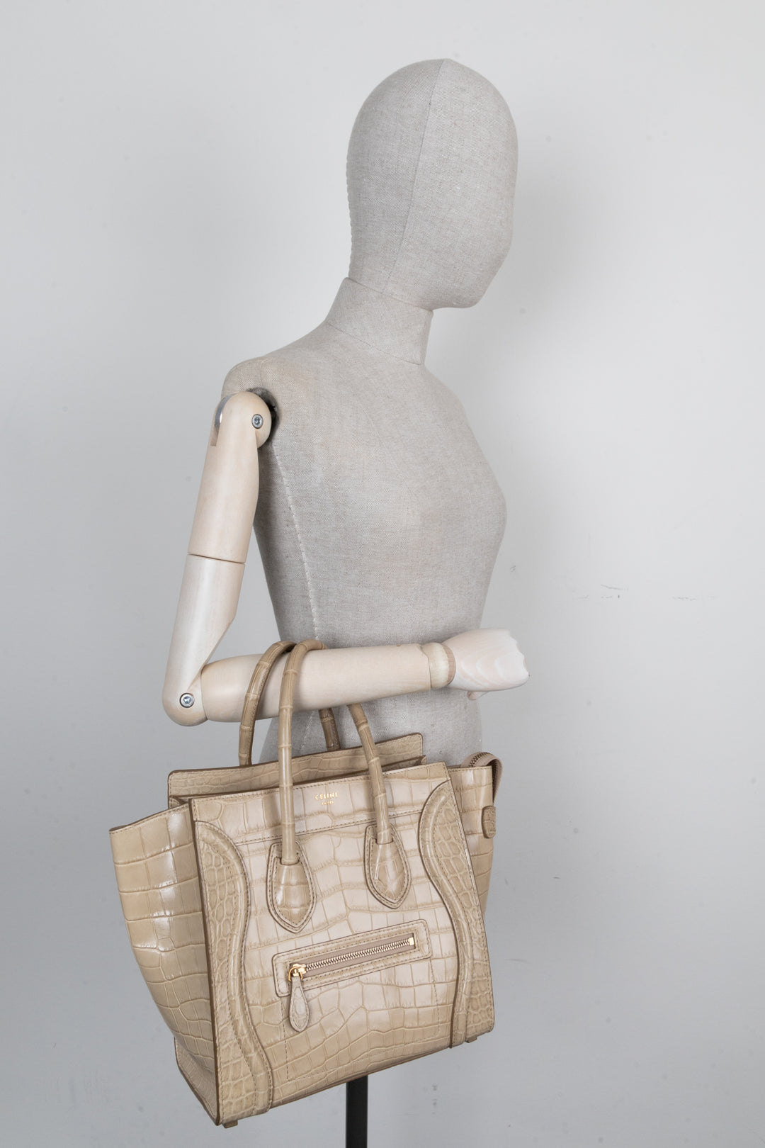 CÉLINE Luggage Micro Alligator Beige