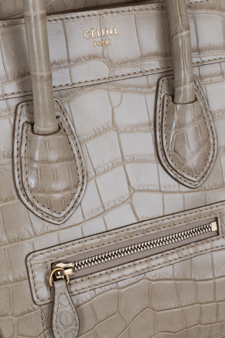 CÉLINE Luggage Micro Alligator Beige