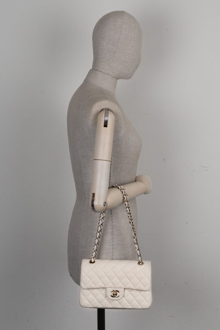 CHANEL Small Double Flap Caviar White