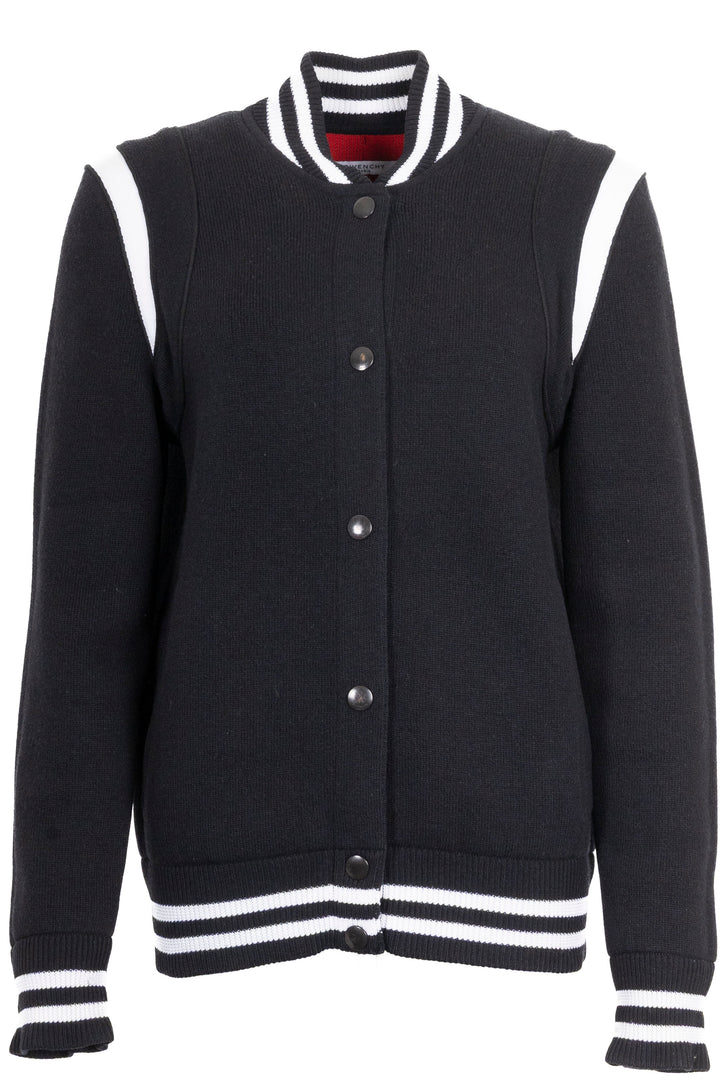 GIVENCHY Logo Veste universitaire Laine Noir Blanc