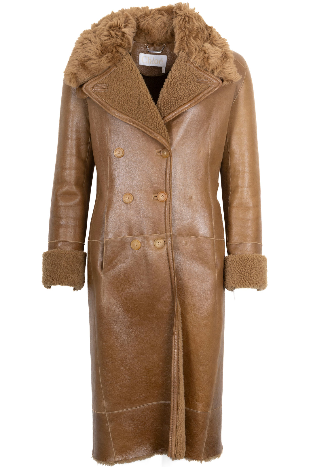 CHLOÉ Manteau Shearling Chanvre Doré