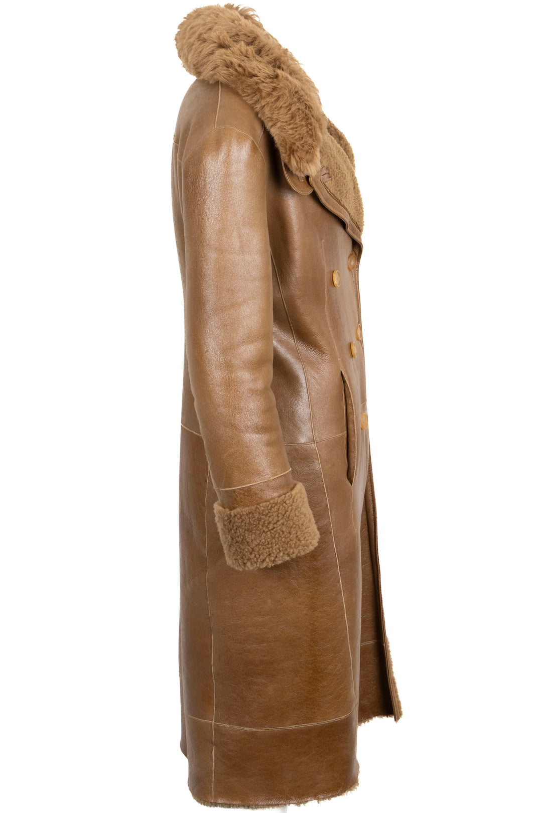 CHLOÉ Manteau Shearling Chanvre Doré