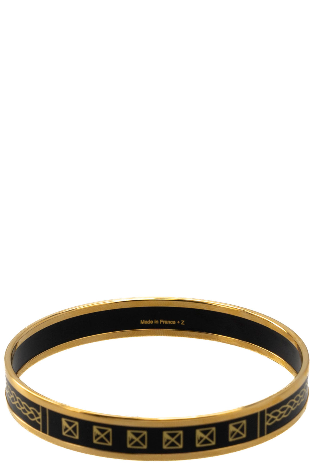 HERMÈS Grand Apparat Bangle Enamel Gold Black