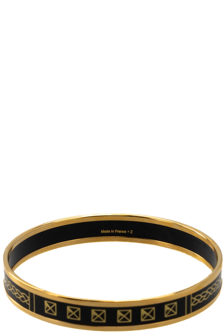 HERMÈS Grand Apparat Bangle Enamel Gold Black