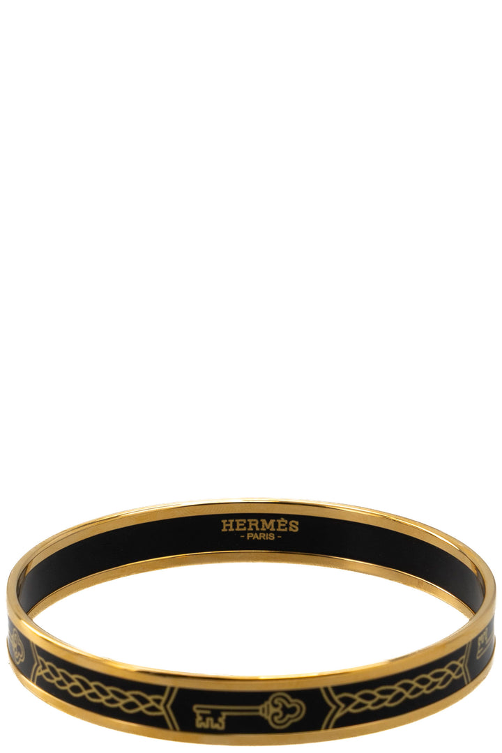 HERMÈS Grand Apparat Bangle Enamel Gold Black