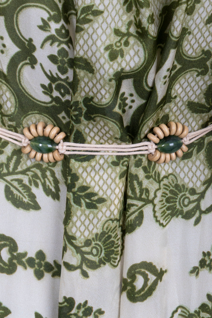 ZIMMERMANN Robe Ceinturée Soie Vert Blanc