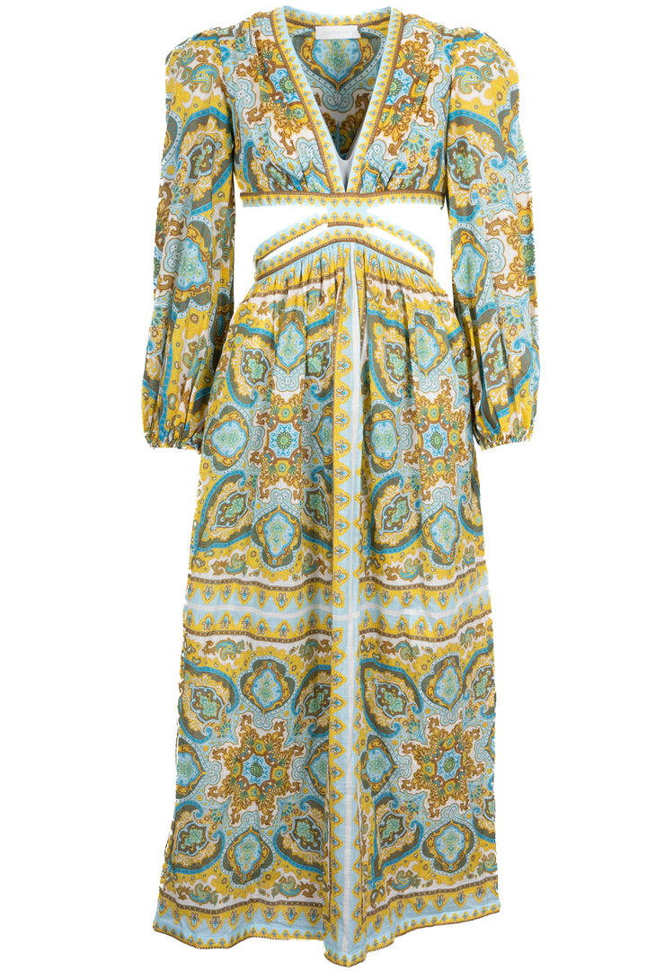 ZIMMERMANN Paisley Print Dress Cotton Blue