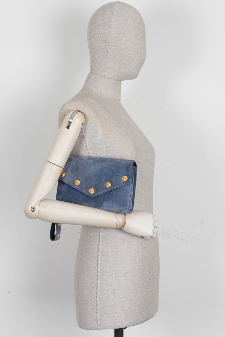 CHANEL Paris-Hamburg CC Button Flap Clutch Suede