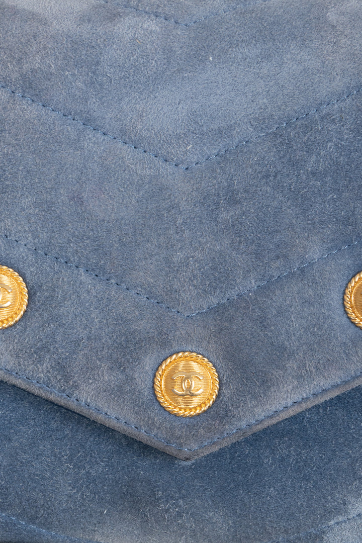 CHANEL Paris-Hamburg CC Button Flap Clutch Suede
